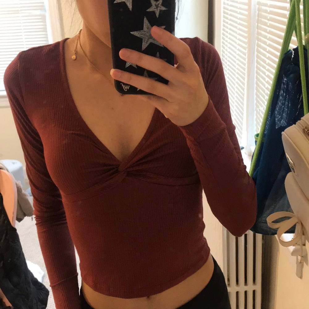 Twist Front Long Sleeve Shirt